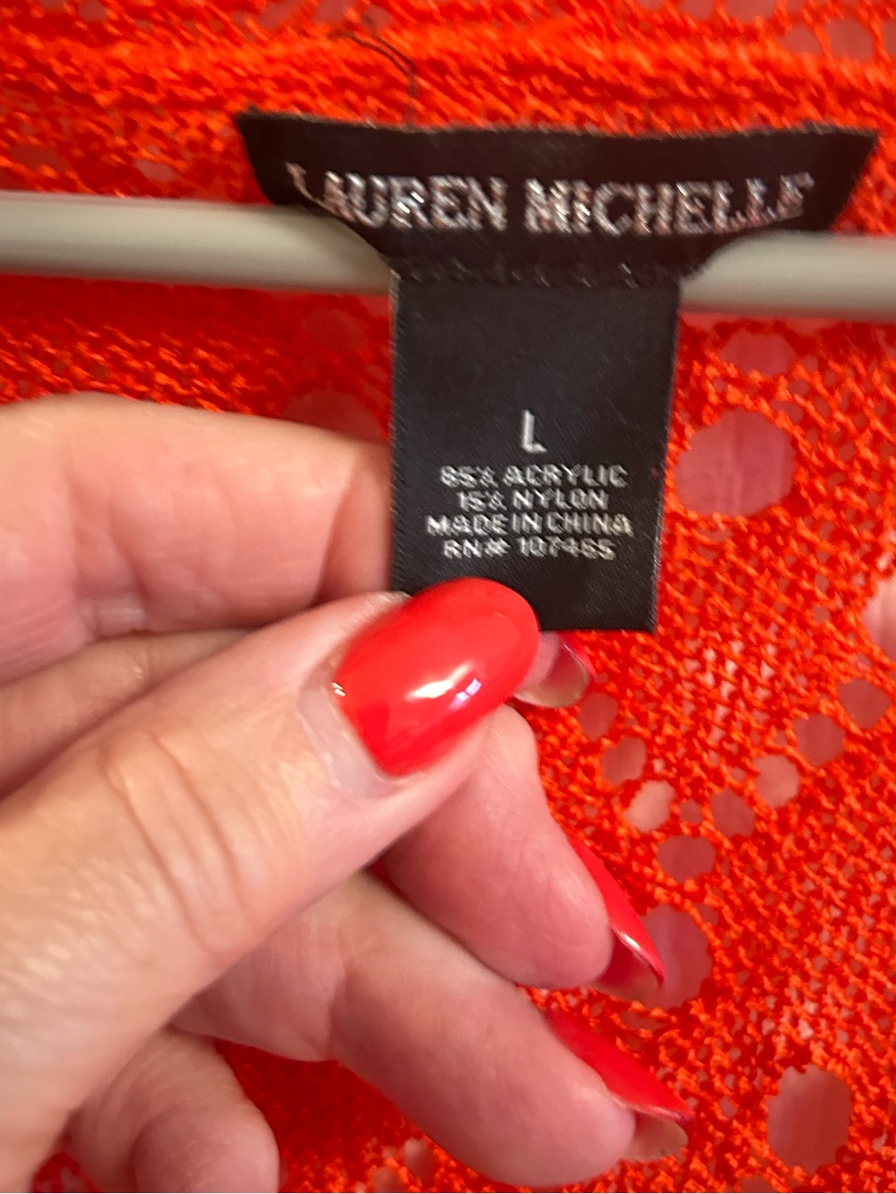 Lauren Michelle Orange Open-Knit Short Sleeve Cardigan - Picture 3 of 5